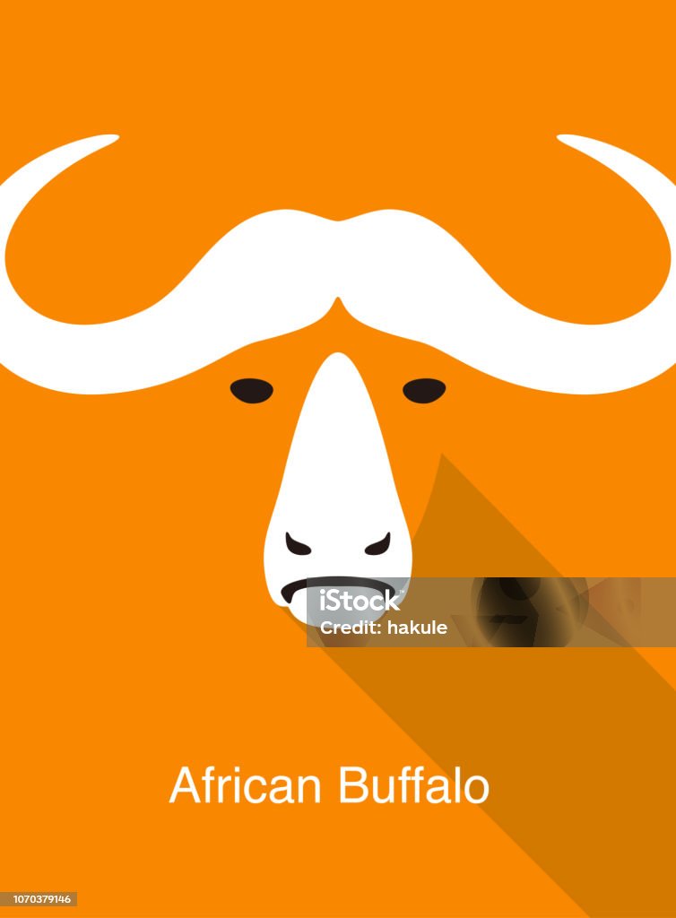 African Buffalo face flat icon design, vector illustration Bull - Animal stock vector