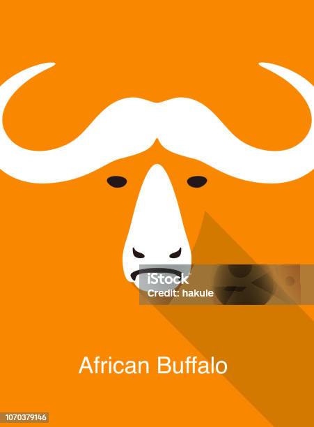 African Buffalo Face Flat Icon Design Vector Illustration Stock Illustration - Download Image Now