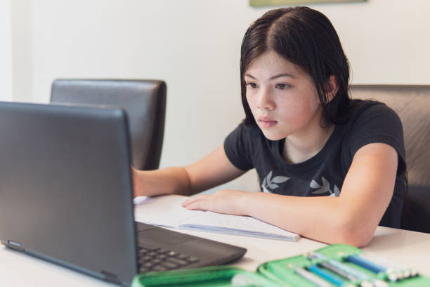 istock Adolescent girl studying at home 1070379182