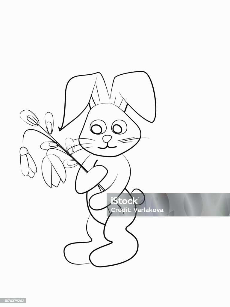 Easter Coloring Black And White Raster Illustration For Coloring Book