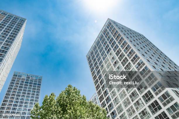 The Modern Building And Sky Stock Photo - Download Image Now - Backgrounds, Beijing, Blue