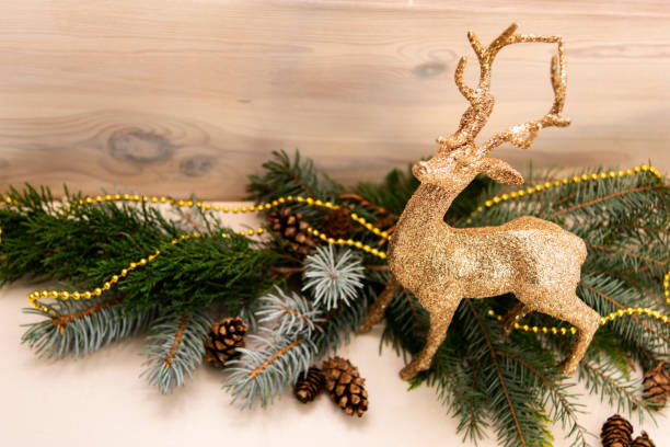 istock Golden reindeer in Christmas decoration. 1070390988