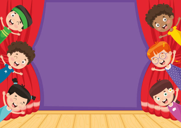 Vector Illustration Of Children At Theatre Vector Illustration Of Children At Theatre dancing school stock illustrations