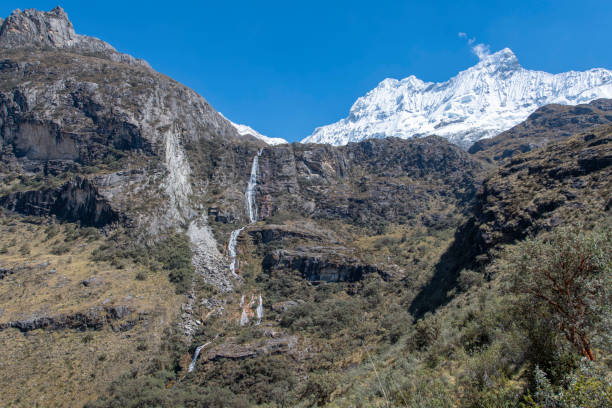 Banos, Ecuador - oct 17,2018: a rustic cableway runs on a steel cable that connects the two sides of the valley of the falls near the town of Banos
