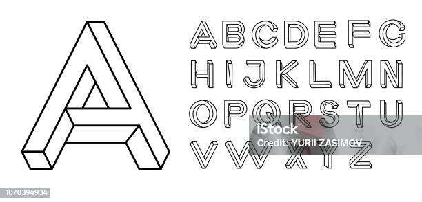 Impossible Shape Font Memphis Style Letters Colored Letters In The Style Of The 80s Set Of Vector Letters Constructed On The Basis Of The Isometric View Vector Illustration 10 Eps Stock Illustration - Download Image Now