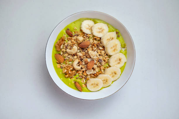 Healthy vegan green smoothie bowl