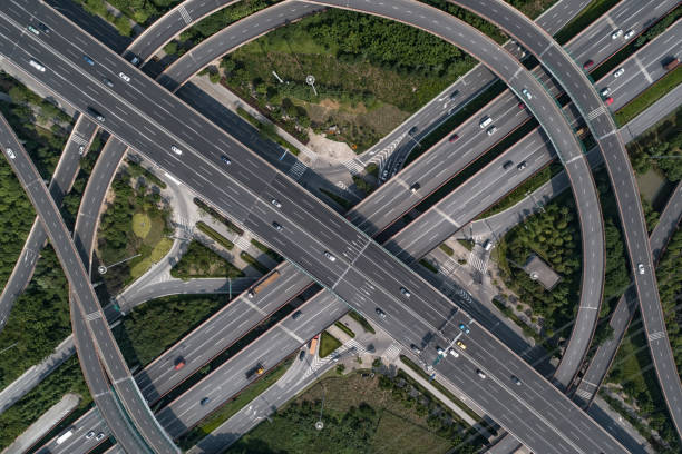istock Aerial view of highway and overpass 1070411932