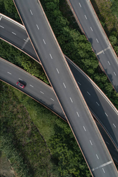 istock directly down view of highway 1070412102