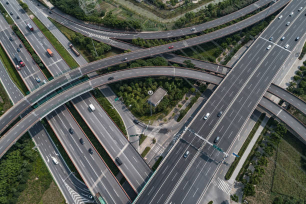 istock Aerial view of highway and overpass 1070412342