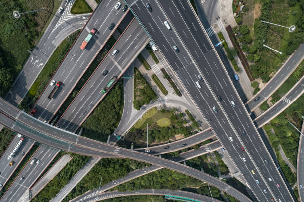 istock Aerial view of highway and overpass 1070412380