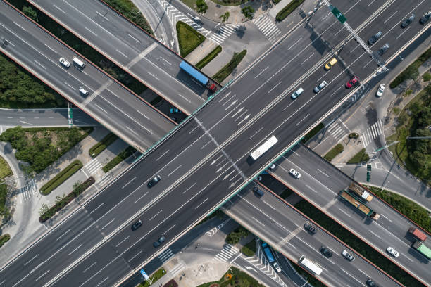 istock Aerial view of highway and overpass 1070412668