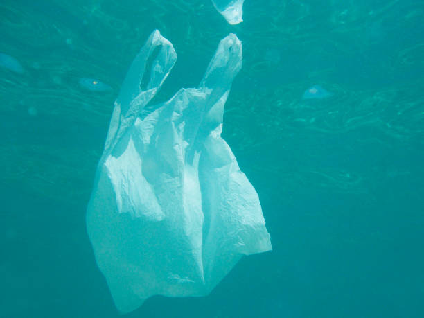 istock Plastic bag floating into the sea. Polluted environmental. Recycling 1070413302