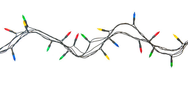 String of christmas lights isolated on white background With clipping path