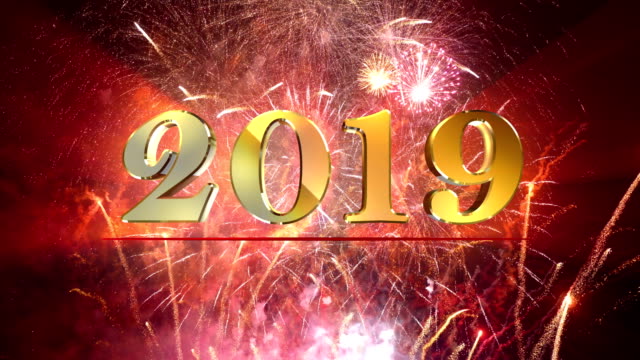 2019 New year fireworks show in 4K slow motion 60fps