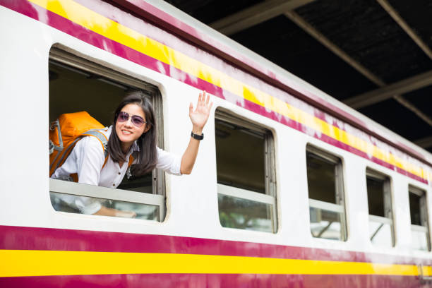 istock woman traveler on train 1070417012