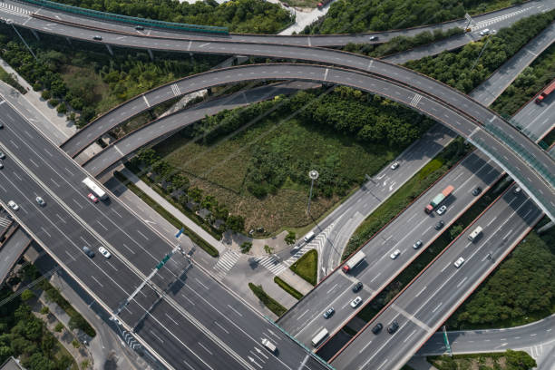 istock Aerial view of highway and overpass 1070417100