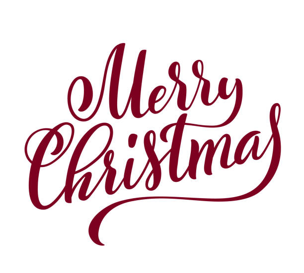 ilustrações de stock, clip art, desenhos animados e ícones de merry christmas handwritten lettering. lettering design card template. vector. - texto