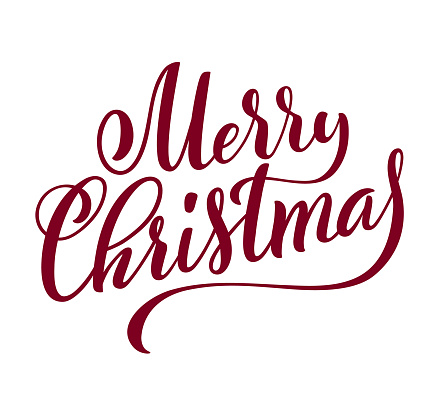 Merry Christmas handwritten lettering. Lettering design card template. Vector illustration.