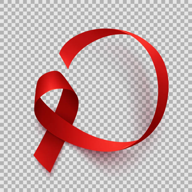 realistische rote schleife, welt aids tag symbol, 1 dezember, vektor-illustration. weltkrebstag - 4 februar. - symbol sex healthcare and medicine healthy lifestyle stock-grafiken, -clipart, -cartoons und -symbole