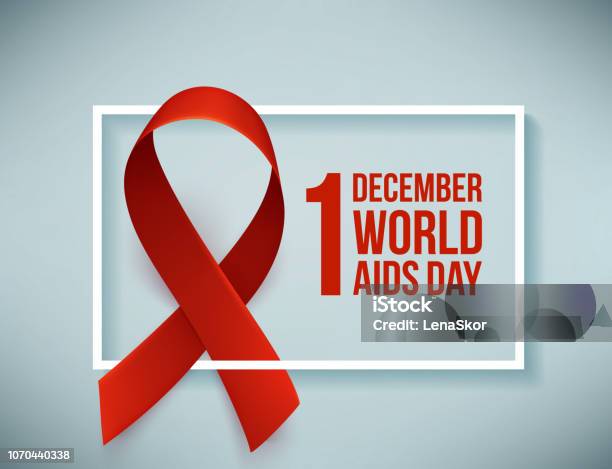 Баннер С Реалистичной Красной Лентой Плакат С Символом Всемирного Дня Помощи 1 Декабря Шаблон Дизайна Вектор — стоковая векторная графика и другие изображения на тему World AIDS Day