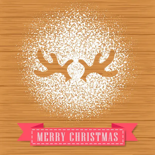 Vector illustration of Powdered Sugar Decorate A Reindeer Antler Shape