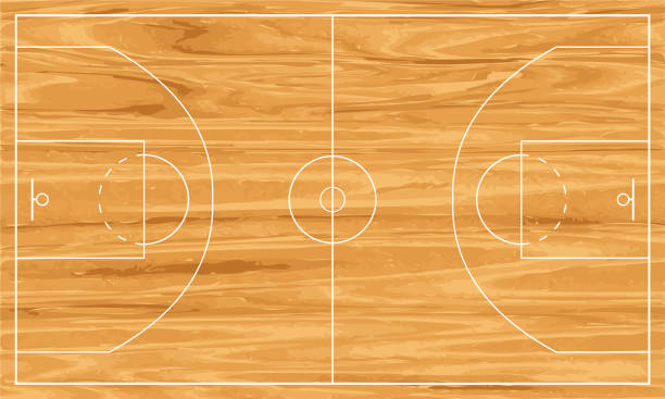 drewniane boisko do koszykówki - arena stock illustrations