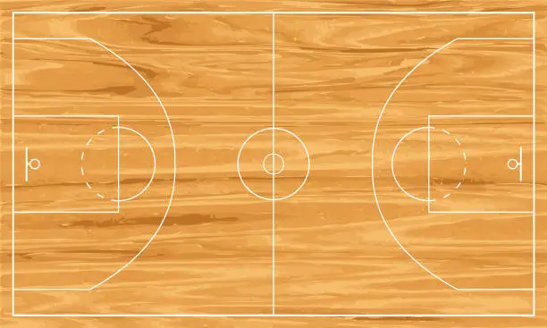 Vector illustration of wooden basketball court