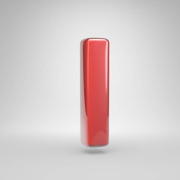 Coral car paint letter L lowercase. 3D render glossy font isolated on white background