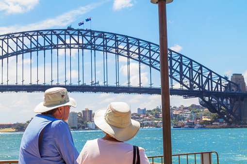 Tourist at Sydney Harbor Bridge