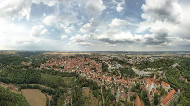 Panoramic aerial view of Rothenburg - Germany