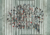 High Angle View Of People forming a speech bubble