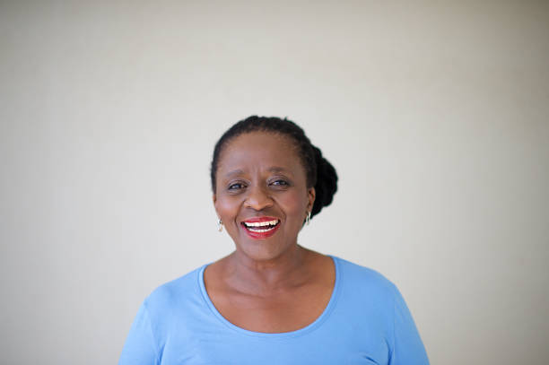 istock Senior African female expression portrait smiling beautifully 1070517660