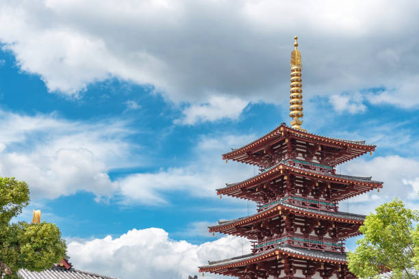 The five‐storied pagoda of Shitenno-ji Osaka, OSAKA, JAPAN - September 11 2018: The five‐storied pagoda of Shitenno-ji shitenno ji stock pictures, royalty-free photos & images