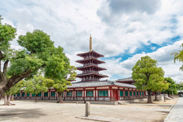 The five‐storied pagoda of Shitenno-ji Osaka, OSAKA, JAPAN - September 11 2018: The five‐storied pagoda of Shitenno-ji shitenno ji stock pictures, royalty-free photos & images