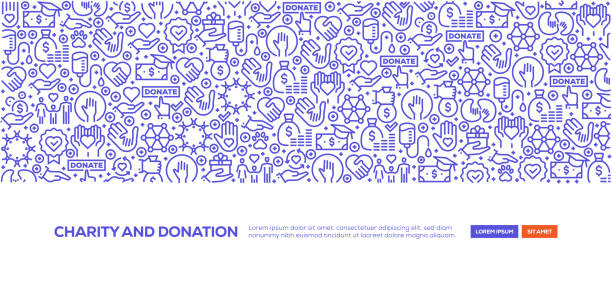 Charity and Donation Banner Charity and Donation Banner volunteer illustrations stock illustrations
