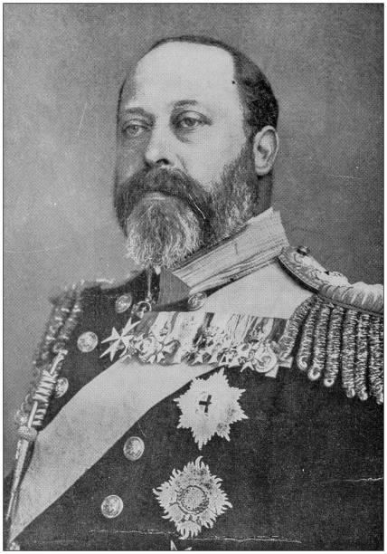 ilustraciones, imágenes clip art, dibujos animados e iconos de stock de antigua fotografía: albert edward, príncipe de país de gales - rey eduardo vii