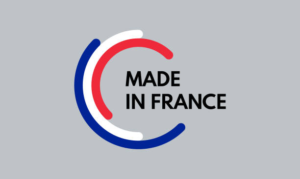 сделано во франции, 3 цвета дуги вектор логотип - france stock illustrations