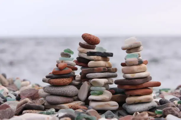 stack of stones on beach