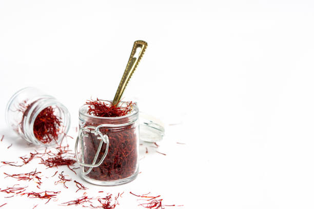 Saffron spice tea crop on white background