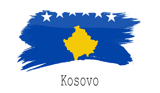 Kosovo flag on white background, 3d rendering