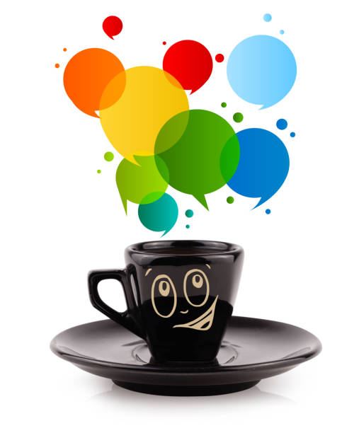 istock Coffee-mug with colorful abstract speech bubble 1070565642