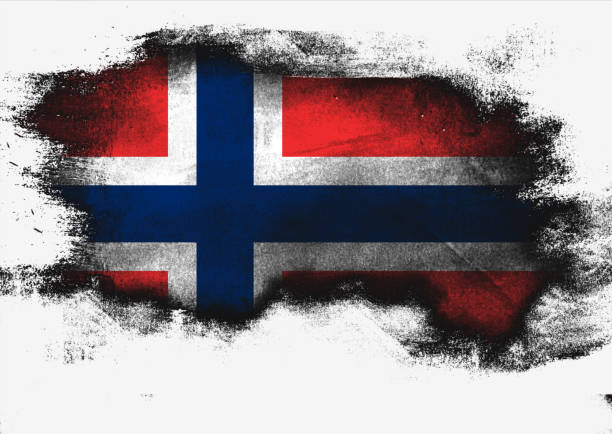 Norway flag painted with brush on white background, 3D rendering
