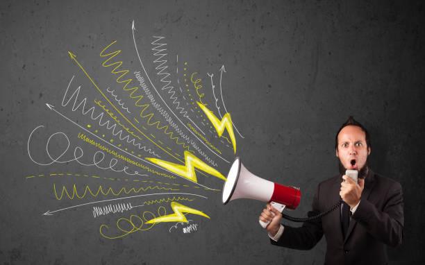 istock Leader guy shouting into megaphone with hand drawn lines and arrows 1070573014