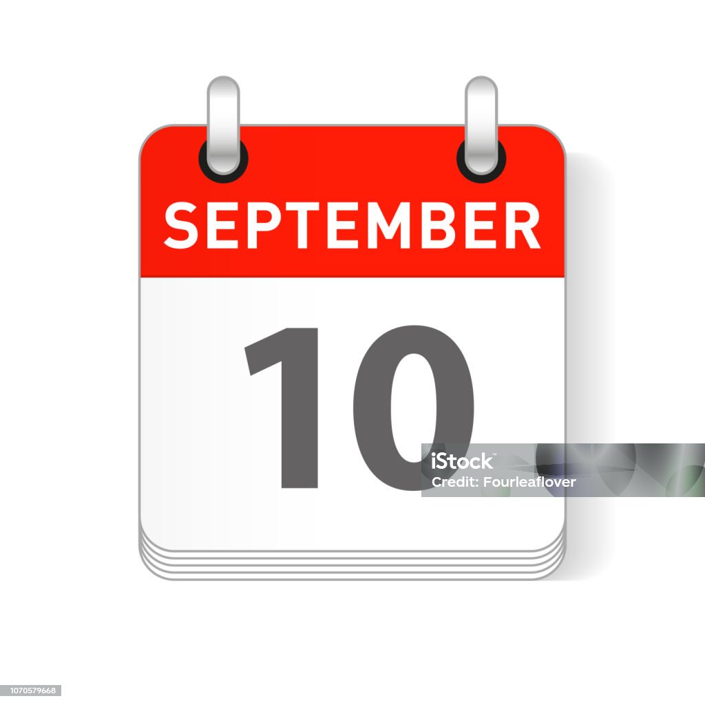 Desain Tanggal Kalender 10 September - Bebas Royalti Bisnis - Subjek vektor stok