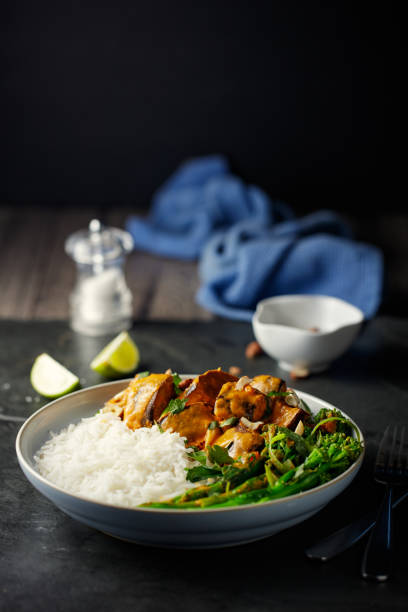 istock Healthy vegetarian Thai red curry with rice 1070580586