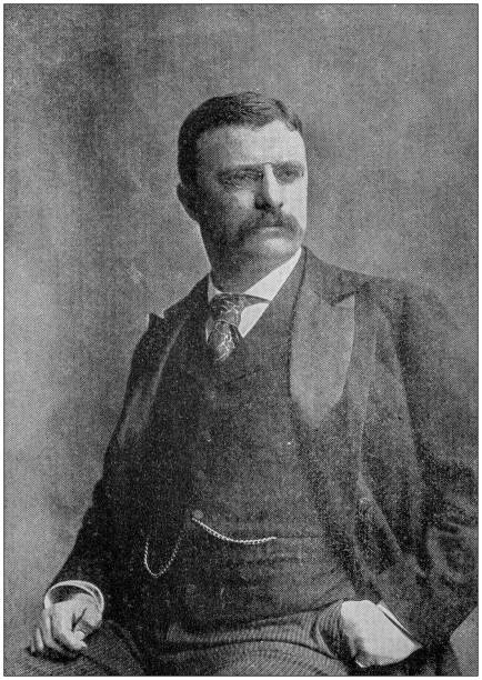 Antique photograph: Theodore Roosevelt Antique photograph: Theodore Roosevelt portrait stock illustrations