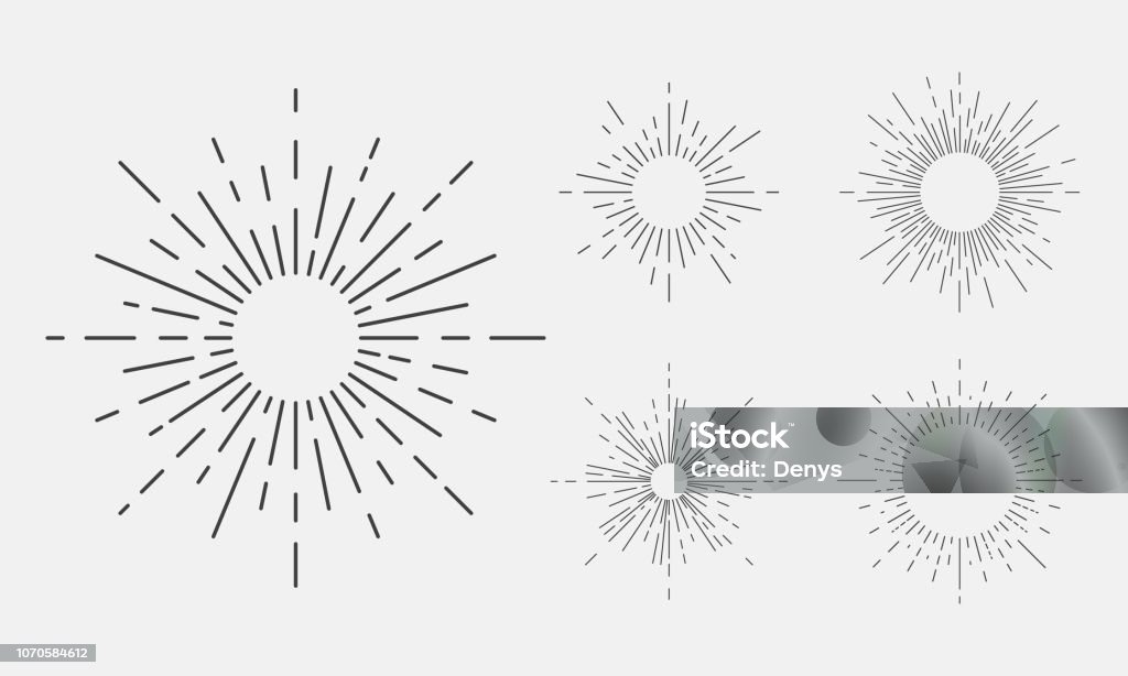 Light Rays Logos Designs Set Of 5 Light Rays Sunburst Vintage Design Elements For Logo Emblem ...