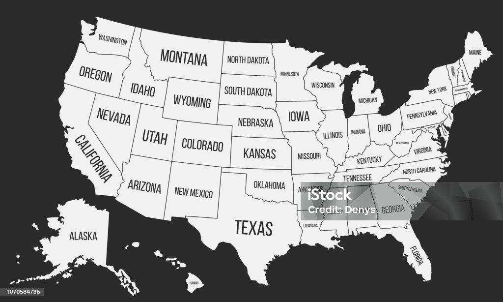 Ilustración de Mapa De Estados Unidos De América Mapa De Cartel De Estados  Unidos Con Los Nombres De Estado Fondo Americano Ilustración De Vector y  más Vectores Libres de Derechos de Mapa -
