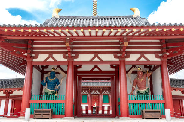 Shitenno-ji temple Osaka, OSAKA, JAPAN - September 11 2018: The Chumon gate of the Shitenno-ji temple shitenno ji stock pictures, royalty-free photos & images