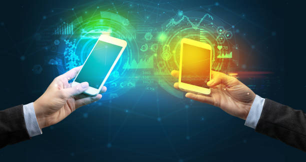 istock two smartphones, business and communication concept 1070601286